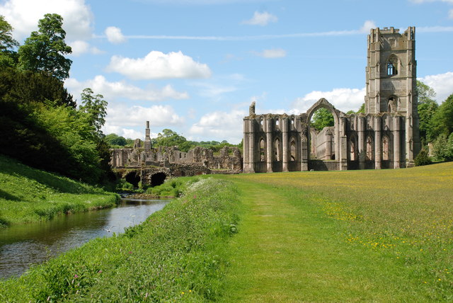 Fountains Abbey and the River Skell from the East